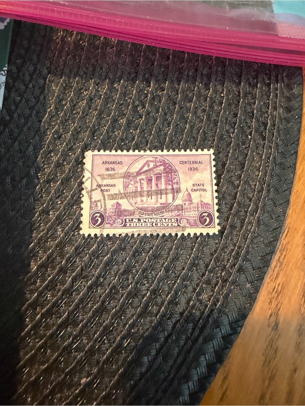 Vintage 1936 Arkansas Centennial 3 Cent Canceled Stamp